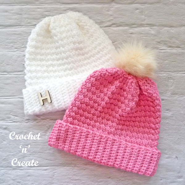 crochet textured beanie hat