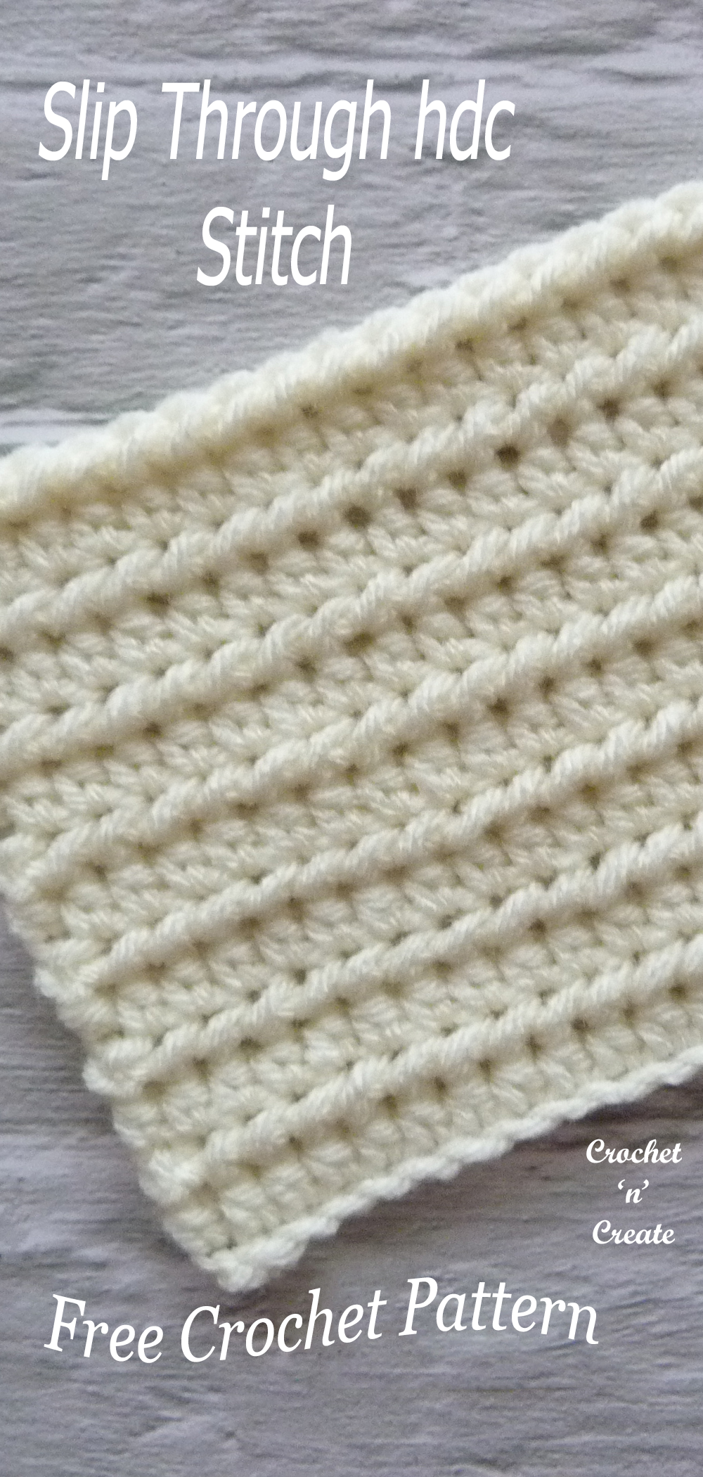 crochet slip through hdc stitch