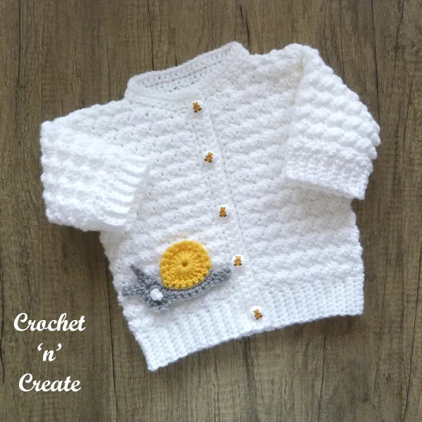 speedy snail baby cardigan
