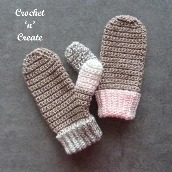 crochet rib cuff mittens