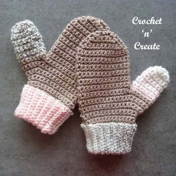crochet rib cuff mittens