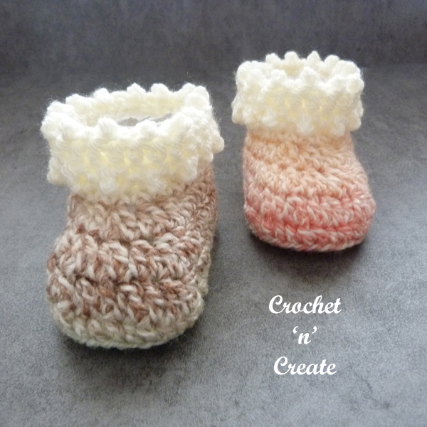 Sweet Dotty Baby Booties Free Crochet Pattern on Crochet 'n' Create
